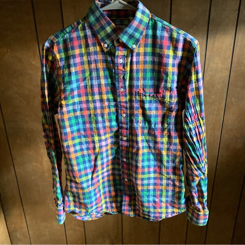 Gitman Bros Shirt Mens M Plaid Multicolor Button Down Vintage Made In USA